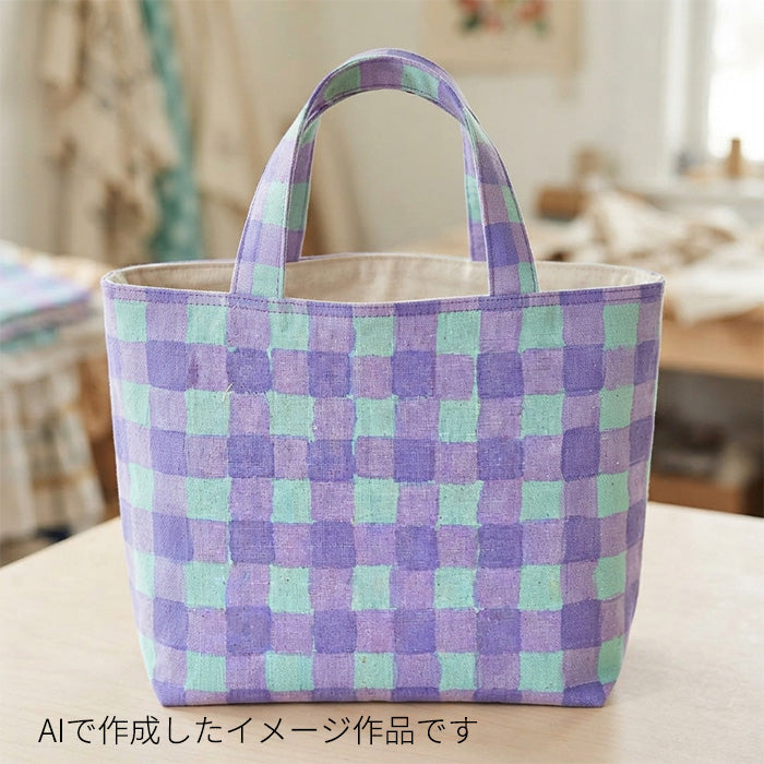 チェック柄 格子 キャンバス 生地 綿80% 麻20% 110cm幅