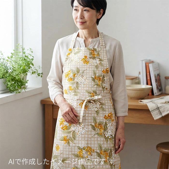 花柄 チェック ミモザ キャンバス 生地 綿80% 麻20% 110cm幅