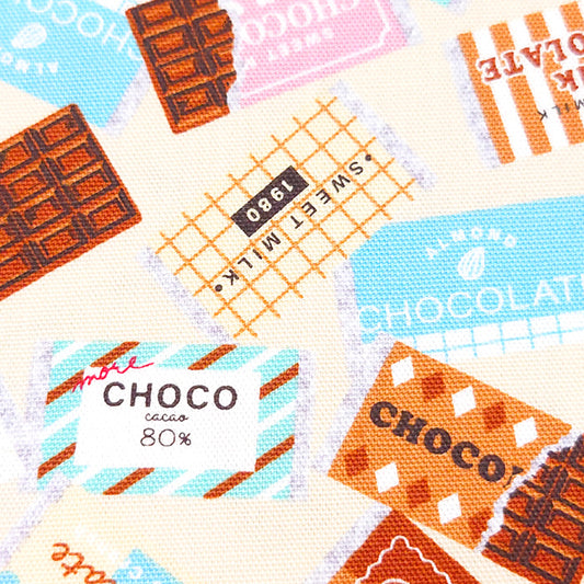 チョコレート柄 パッケージ 板チョコ オックス 生地 綿100% 110cm幅