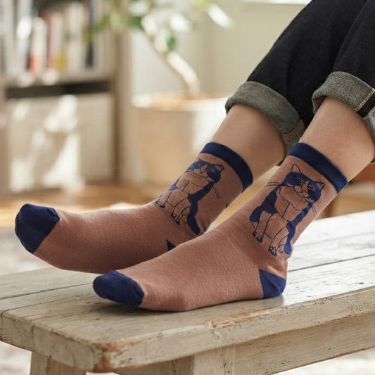 +HAyU fabric ハユ socks D:ハチワレNVY