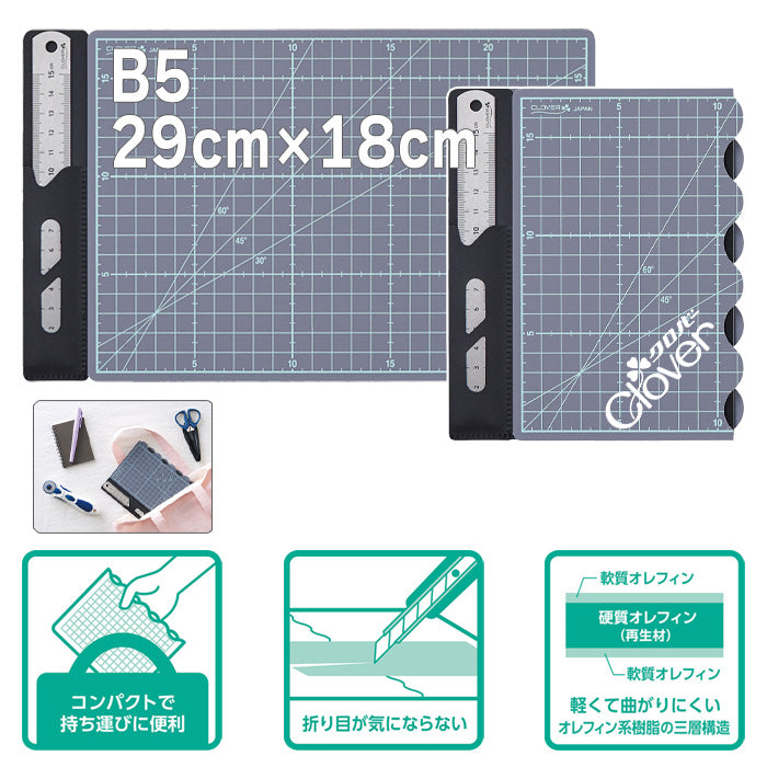 【 Clover 】 カッティングマット A1 A2 A3 A3W B5 折り畳み 大判 特大 方眼 角度メモリ 布 日本製