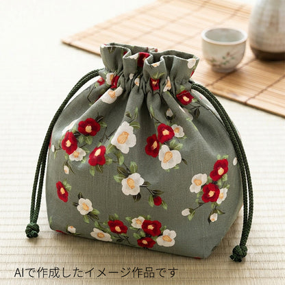 花柄 椿 サザンクロス 上品 和柄 生地 綿100％ 110cm幅