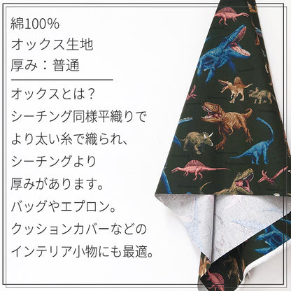 恐竜柄 ダイナソー リアル かっこいい オックス 生地 綿100％ 110cm幅