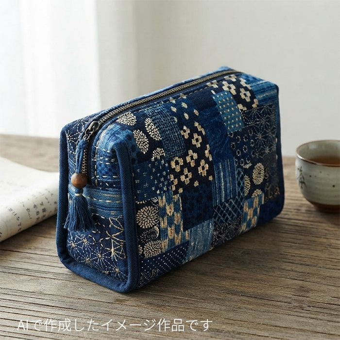 和柄 パッチワーク ムラ糸クロス 生地 綿100％ 110cm幅