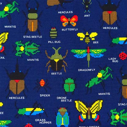 昆虫柄 ドット絵 カブトムシ クワガタ オックス 生地 綿100％ 110cm幅 全2色