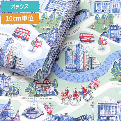 Cath Kidston キャスキッドソン London town ロンドンの街並み オックス 生地 綿100％ 110cm幅