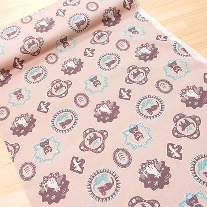 【 杉本さなえ 】 Cat Days  猫柄 花柄 綿麻シーチング 生地 綿85％ 麻15％ 110cm幅