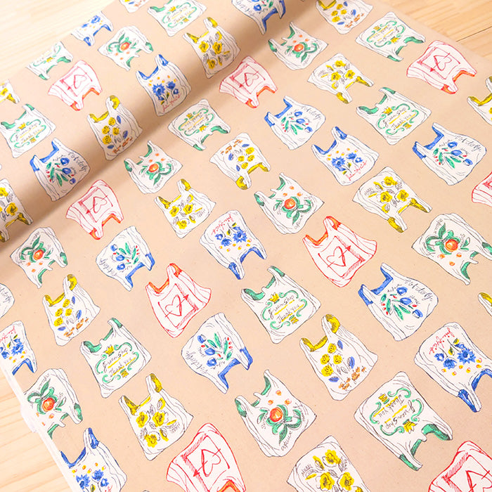 かばん柄 手書き風 おしゃれ エコバッグ オックス 生地 綿100％ 110cm幅