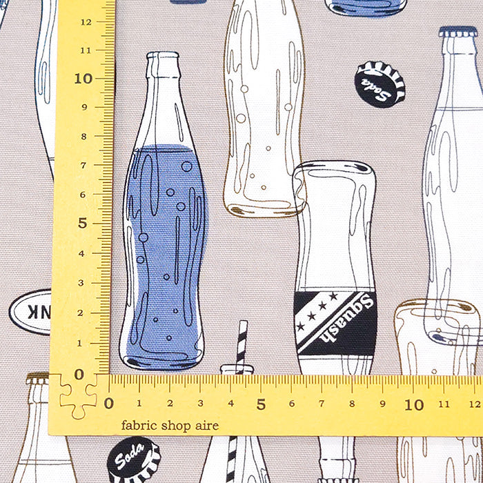 ジュース柄 飲み物 ドリンク 炭酸 瓶 オックス 生地 綿100％ 110cm幅