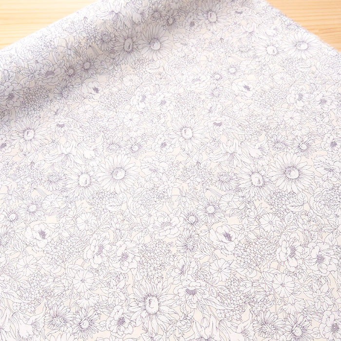 花柄 コスモス 線画 ローン 生地 布 綿100% 110cm幅