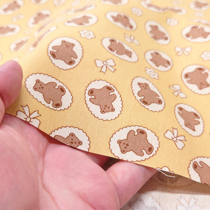 くま クッキー お菓子 リボン 花 オックス 生地 綿100% 110cm幅
