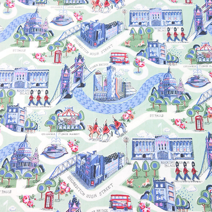 Cath Kidston キャスキッドソン London town ロンドンの街並み オックス 生地 綿100％ 110cm幅