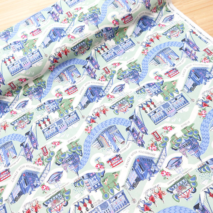 Cath Kidston キャスキッドソン London town ロンドンの街並み オックス 生地 綿100％ 110cm幅