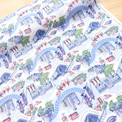 Cath Kidston キャスキッドソン London town ロンドンの街並み オックス 生地 綿100％ 110cm幅
