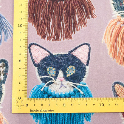 Kari Ishikawa 【we are cats】愛らしい猫 シーチング デジタルプリント生地 綿100％ 110cm幅