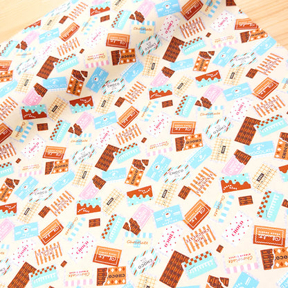 チョコレート柄 パッケージ 板チョコ オックス 生地 綿100％ 110cm幅