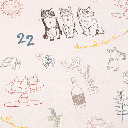 +HAyU fabric ハユ cat trio キャンバス 生地 綿80％ 麻20％ 110cm幅