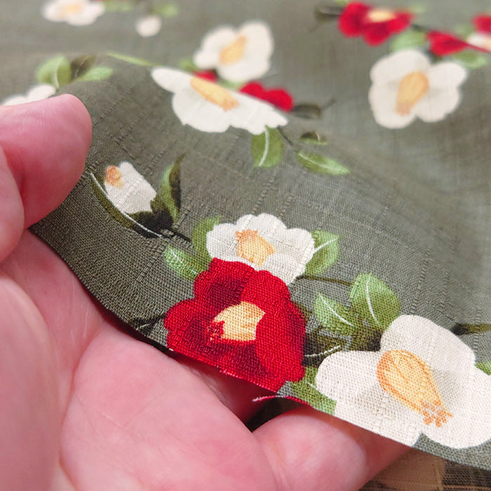 花柄 椿 サザンクロス 上品 和柄 生地 綿100％ 110cm幅