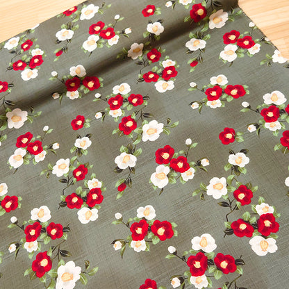 花柄 椿 サザンクロス 上品 和柄 生地 綿100％ 110cm幅