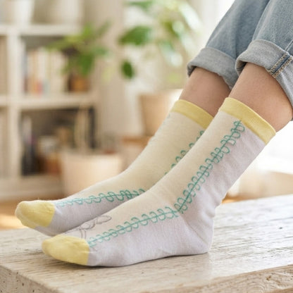 +HAyU fabric ハユ socks A:ネコWHT