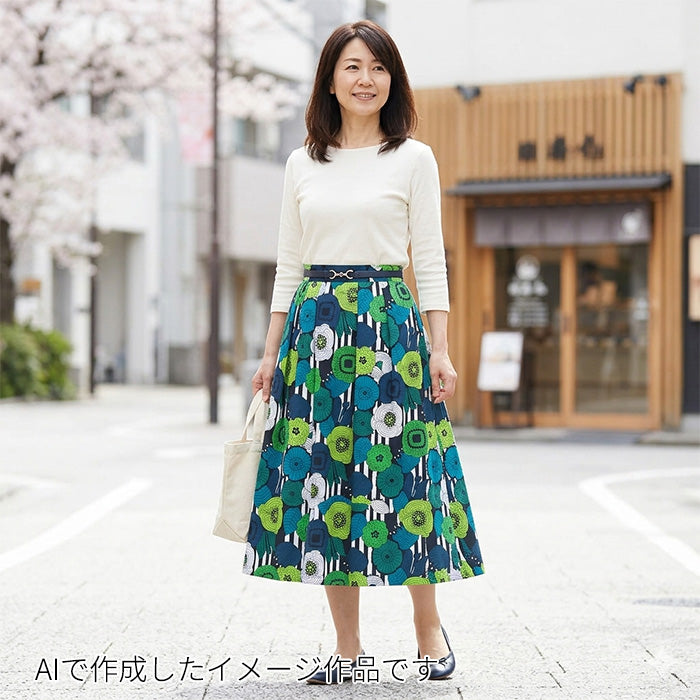 花柄 ストライプ 上品 大胆 綿サテン 生地 綿100％ 110cm幅