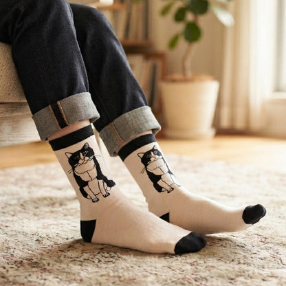 +HAyU fabric ハユ socks C:ハチワレBLK