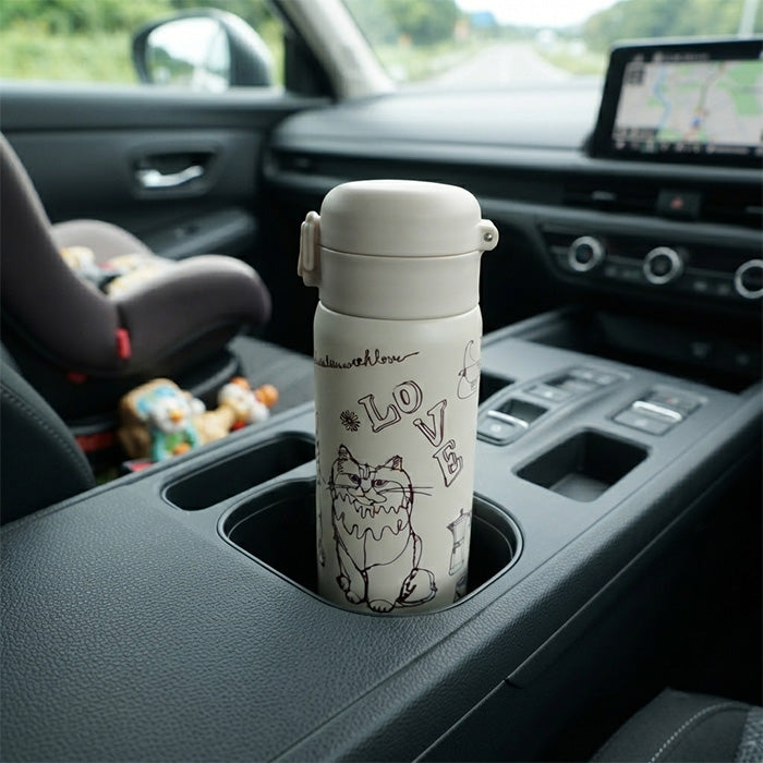 +HAyU fabric ハユ cat trio ワンプッシュボトル 保温保冷ボトル