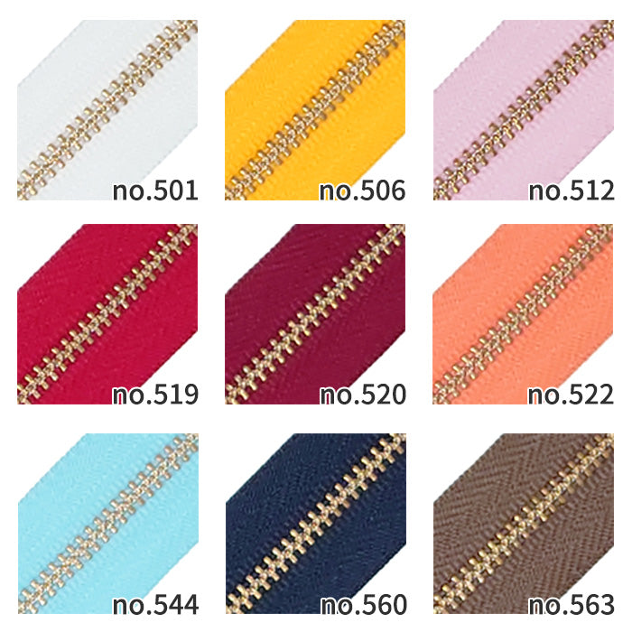 【 YKK 】 【 1本単位 】玉付き ファスナー 16cm 20cm ゴールド 全20色 ポーチ ジッパー