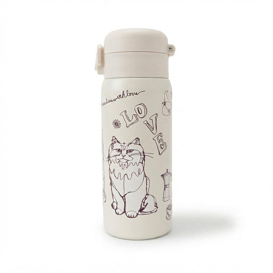 +HAyU fabric ハユ cat trio ワンプッシュボトル 保温保冷ボトル