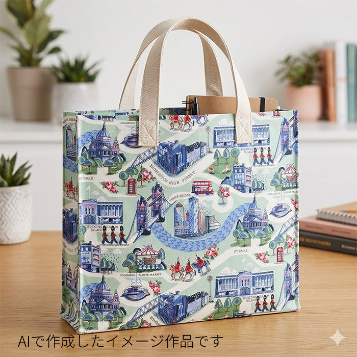 Cath Kidston キャスキッドソン London town ロンドンの街並み オックス 生地 綿100％ 110cm幅