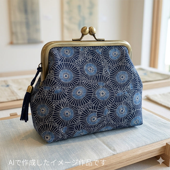 和柄 和傘 日本模様  ムラ糸クロス 生地 綿100% 110cm幅