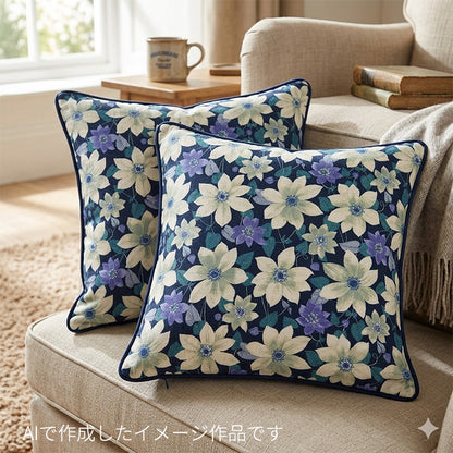 花柄 和モダン ムラ糸クロス 生地 綿100％ 90cm幅