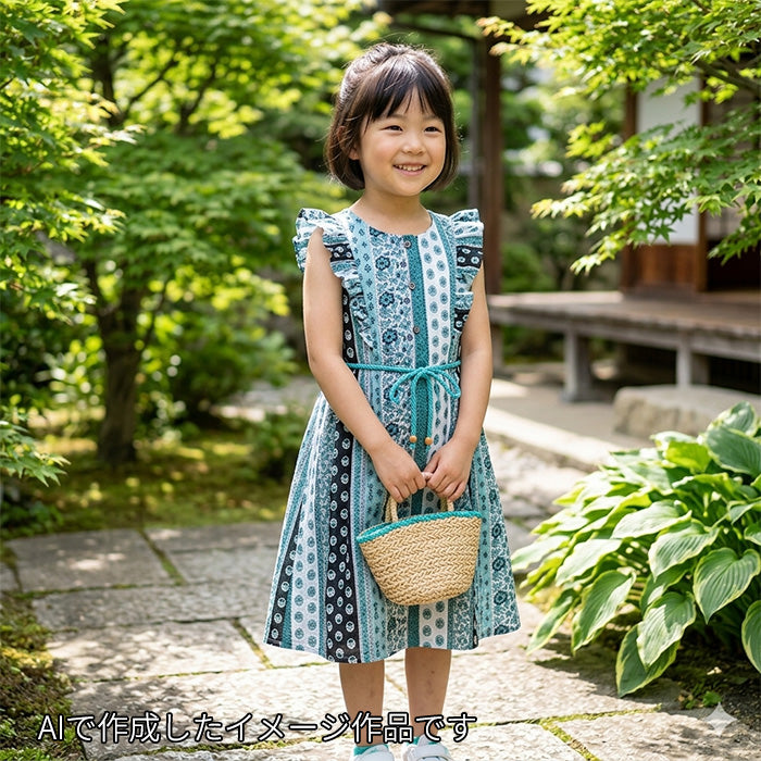花柄 ストライプ ローンリップル 生地 綿100％ 120cm幅