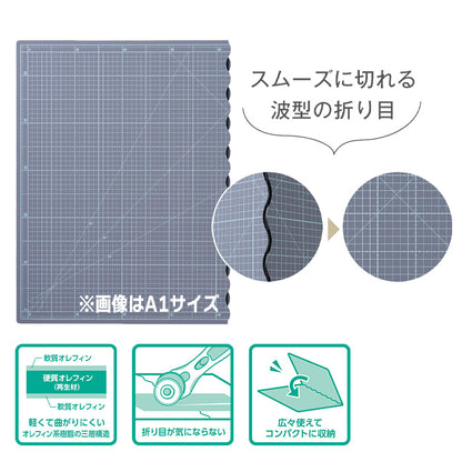 【 Clover 】 カッティングマット A1 A2 A3 A3W B5 折り畳み 大判 特大 方眼 角度メモリ 布 日本製